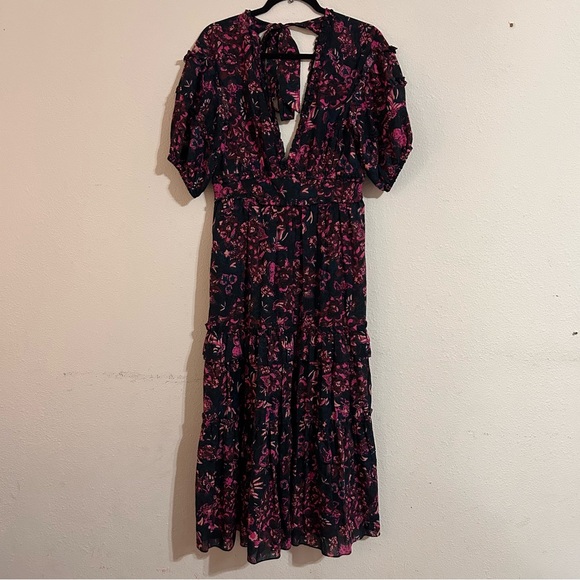 Ulla Johnson Amora Tie Back Floral Ruffle Midi Dress 6 - Picture 4 of 16